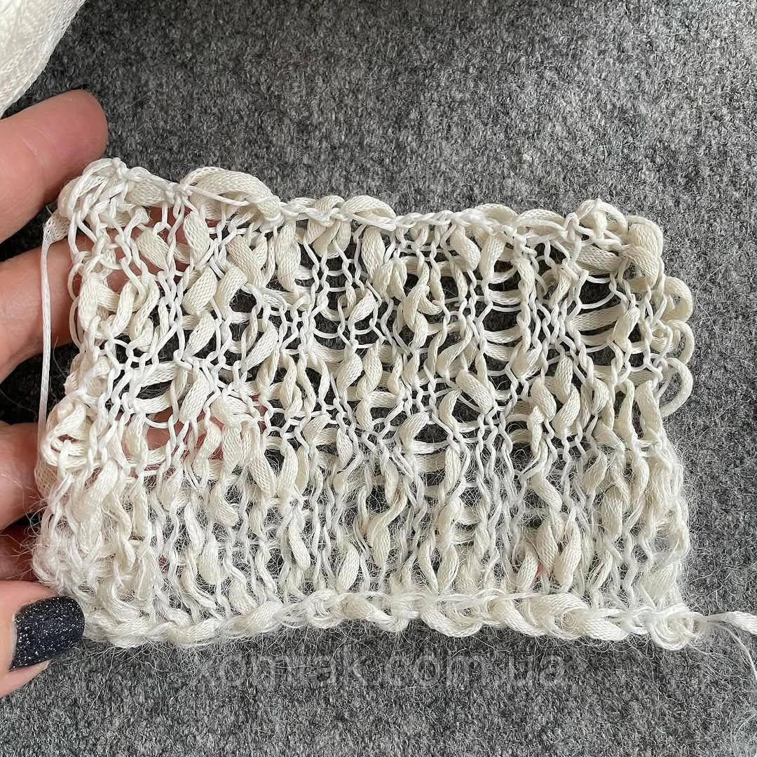 Пряжа фантазійна бавовна Baguette greggio світлий молочний, 100 грамів, фото 1