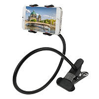 Гнучкий металевий тримач для телефону з прищіпкою на гнучкій ніжці X22 Чорний