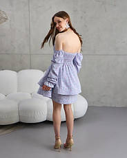 Молодіжна сукня трансформер «Даша» блакитного кольору з квітковим принтом із софтової тканини розміри від 40 по 50, фото 2