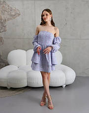 Молодіжна сукня трансформер «Даша» блакитного кольору з квітковим принтом із софтової тканини розміри від 40 по 50, фото 5