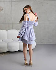 Молодіжна сукня трансформер «Даша» блакитного кольору з квітковим принтом із софтової тканини розміри від 40 по 50, фото 4