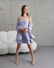 Молодіжна сукня трансформер «Даша» блакитного кольору з квітковим принтом із софтової тканини розміри від 40 по 50, фото 3