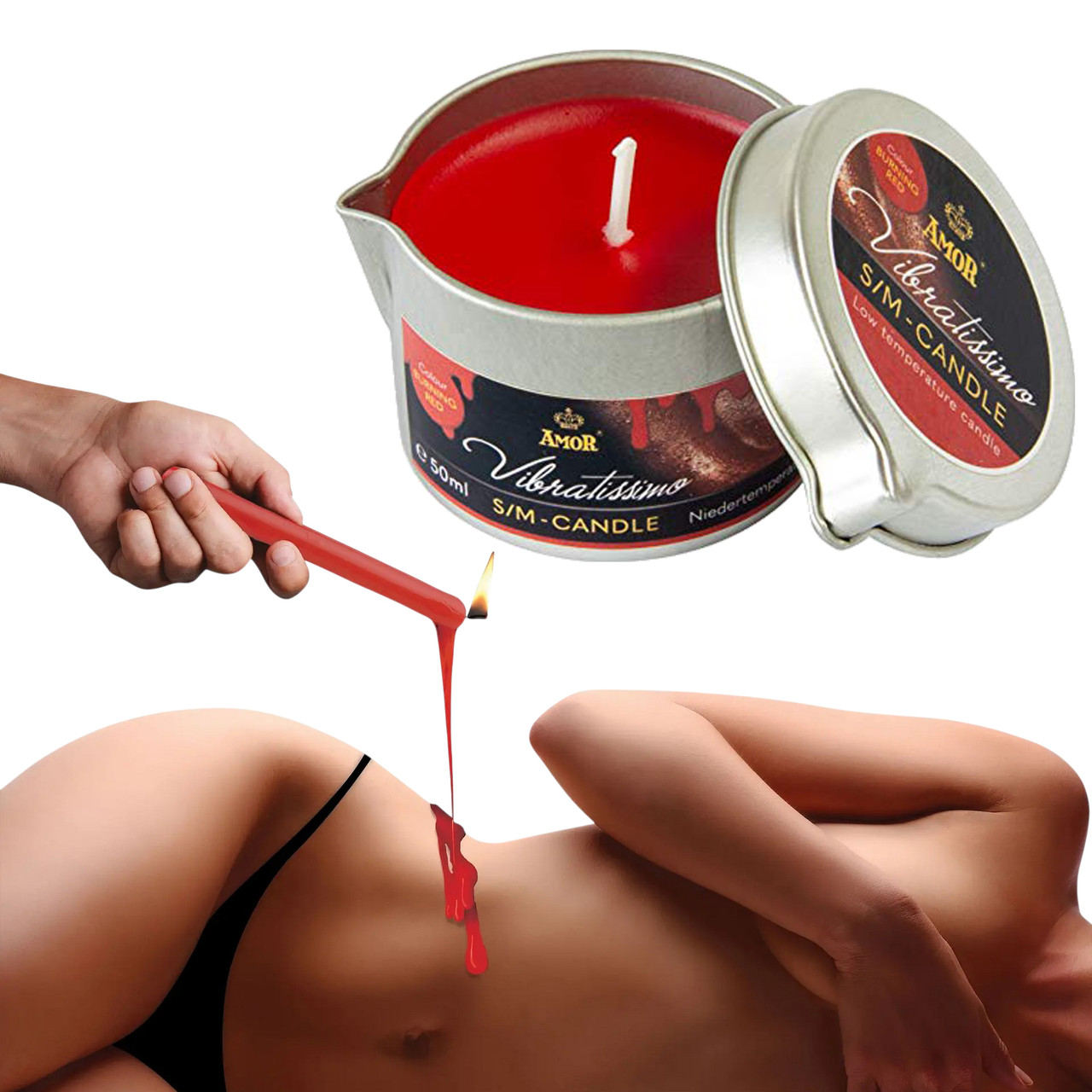 BDSM-свічка для сексуальних ігор з воском Vibratissimo Burning, Червона, 50 мл, фото 1