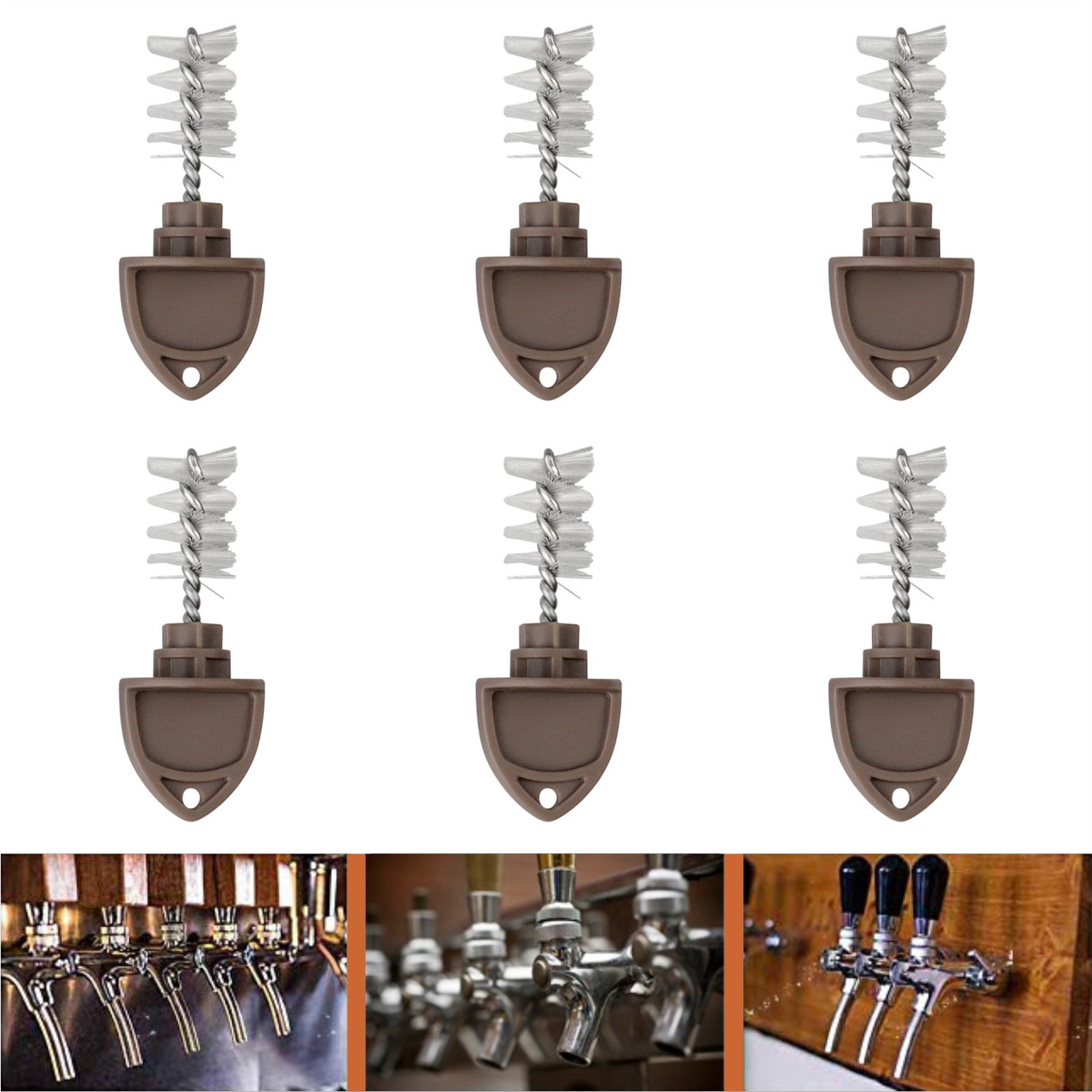 Комплект заглушок з щітками для чищення пивних кранів 6 штук - Гігієнічні щітки для кранів пива і газованої води