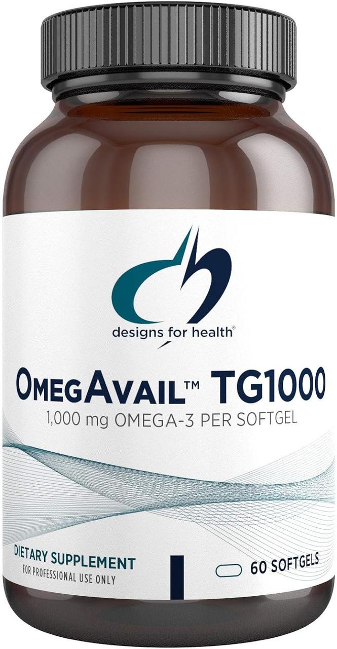 Designs for Health OmegAvail TG1000 / Омега 3 риб'ячий жир з ЕПК і ДГК 1000 мг 60 капсул BX575, фото 1