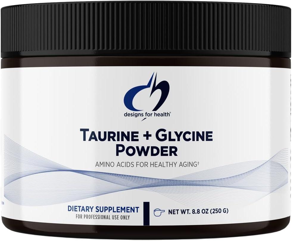 Designs for Health Taurine + Glycine Powder / Таурин + Гліцин підтримка здорового старіння порошок 250 г BX990, фото 1