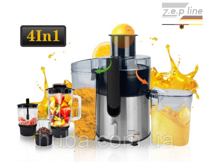 Багатофункціональний відцентровий Соковитискач 4в1 (блендер, міксер, кавомолка) Zepline ZP-122 на 3000 W., фото 1