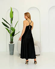 Жіноча атласна сукня-комбінація з шифону в чорному кольорі розміри 42/44, 44/46, 48/50, фото 2