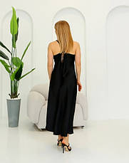 Жіноча атласна сукня-комбінація з шифону в чорному кольорі розміри 42/44, 44/46, 48/50, фото 4