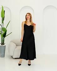 Жіноча атласна сукня-комбінація з шифону в чорному кольорі розміри 42/44, 44/46, 48/50, фото 3