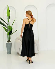 Жіноча атласна сукня-комбінація з шифону в чорному кольорі розміри 42/44, 44/46, 48/50, фото 5