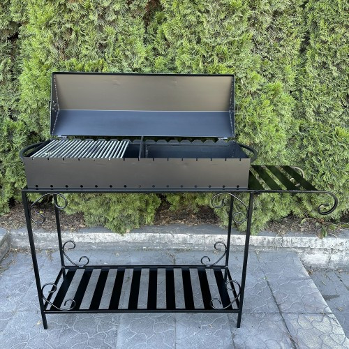 Мангал-барбекю на 15 шампурів 4 мм. сталь на дровниці, фото 1