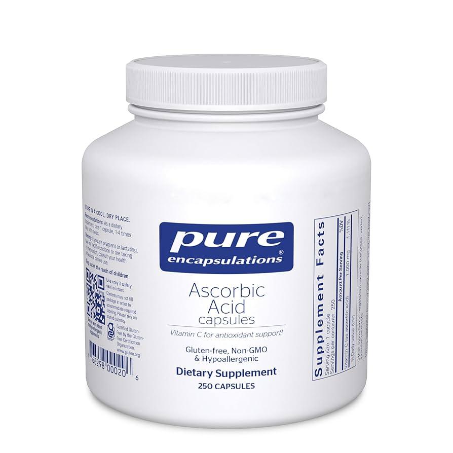 Аскорбінова кислота, Ascorbic Acid, Pure Encapsulations, 250 капсул BX089, фото 1