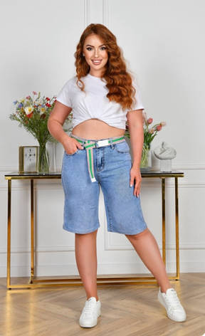 Джинсові шорти бермуди жіночі повномірні у прямому пошитті. Розміри від 31 до 38, фото 1