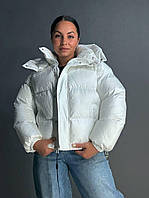 Куртка жіноча Lady Yep 10005 дута пуффер з капюшоном біла, білий, 46