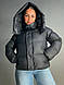 Куртка жіноча Lady Yep 10005 дута пуффер з капюшоном чорна, чорний, 42 - фото 4 - id-p2679798989
