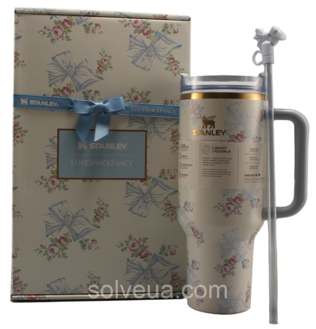 Термос термочашка Stanley Quencher H2.0 Tumbler з нержавіючої сталі 1,18 л Roza Beaux Blue KT6007857-1-Уцінка, фото 1