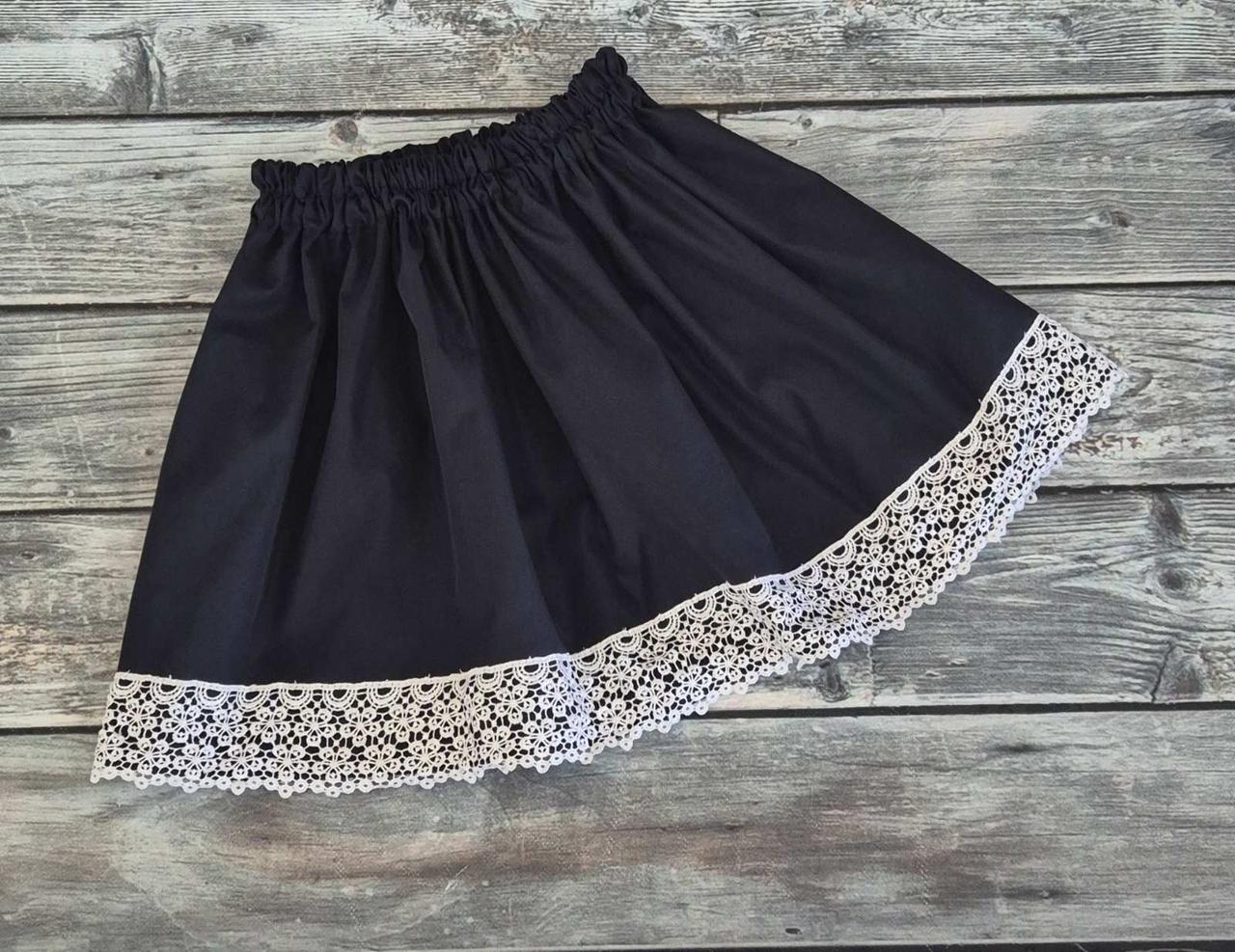 Спідниця з еластичним поясом та мереживним низом для дівчаток р.116/146; Гурт, фото 1
