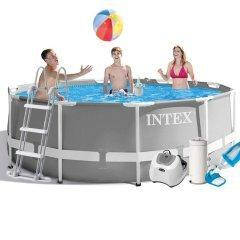 Каркасний басейн Intex 26706-6, 305 x 99 см (4 г/год, 3785 л/год, драбина, тент, підстилка, набір для догляду)