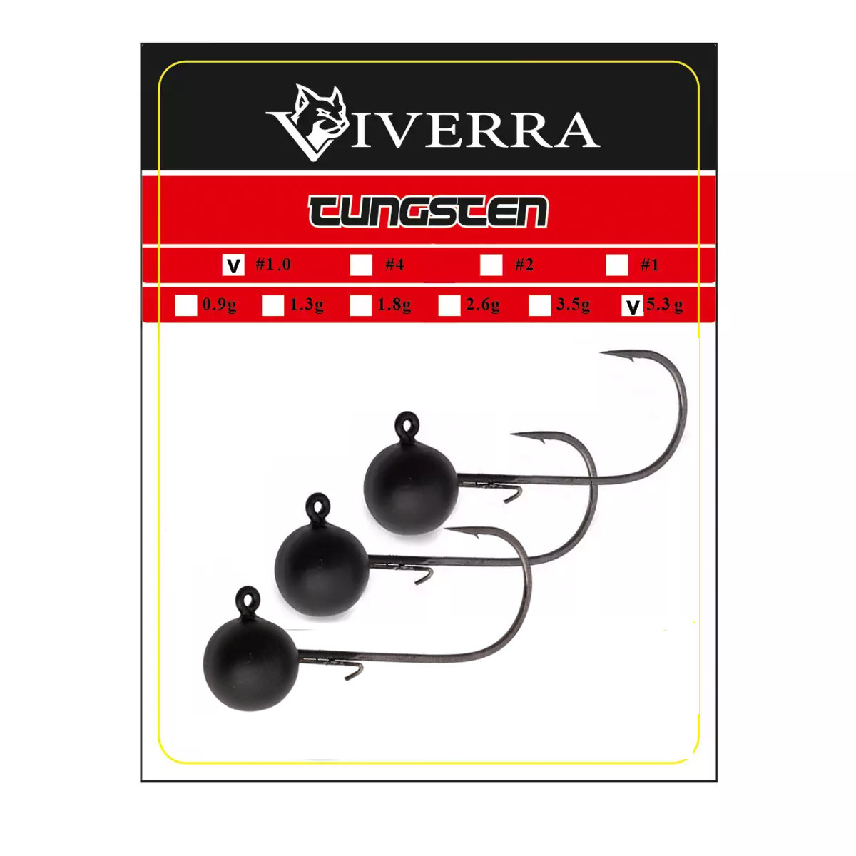 Джигголовка вольфрам Viverra 5,3g #1/0 Black (3шт) (316TBJ10)