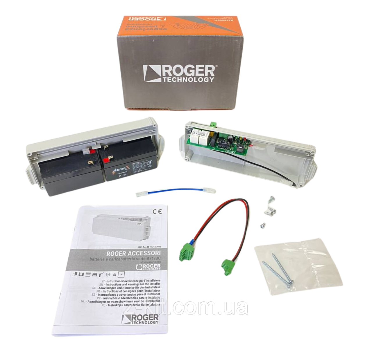 Roger B2 — B71/BC/INT Комплект аварійного живлення для автоматики серії MONOS — BE20 Brushless 24V DC Roger, фото 1