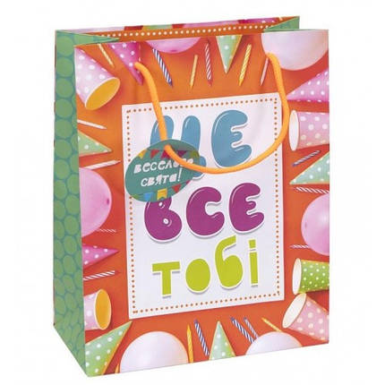 Пакет паперовий з ручками 20х25х10 см диз. GB22-202510-20 офсет в упаковці 10 шт., фото 1