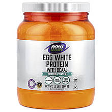 Яєчний протеїн із BCAA, Egg White Protein with BCAAs, NOW Foods, Sports, порошок, без смаку, 544 г