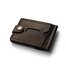 Шкіряний затискач для грошей з натуральної шкіри BUT коричневий з монетницею ручної роботи. Тримачі для купюр, фото 5