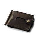 Шкіряний затискач для грошей з натуральної шкіри BUT коричневий з монетницею ручної роботи. Тримачі для купюр, фото 10