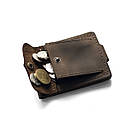 Шкіряний затискач для грошей з натуральної шкіри BUT коричневий з монетницею ручної роботи. Тримачі для купюр, фото 4