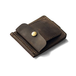 Шкіряний затискач для грошей з натуральної шкіри BUT коричневий з монетницею ручної роботи. Тримачі для купюр