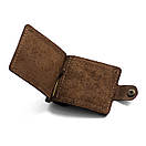 Шкіряний затискач для грошей з натуральної шкіри BUT коричневий з монетницею ручної роботи. Тримачі для купюр, фото 7