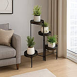 Стелаж із полицями для горщиків із квітами та рослинами металевий на 4 яруси колір чорний, фото 2