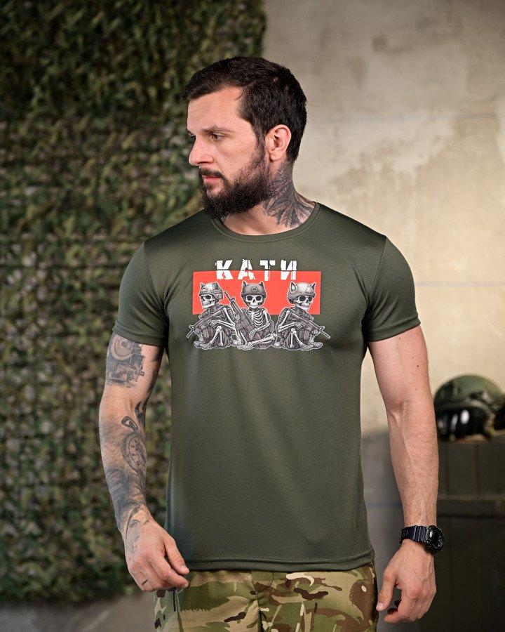 Тактична вологовідвідна футболка КАТИ Олива: Coolmax, камуфляж TDF, повномірні розміри