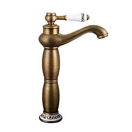Високий латунний ретро змішувач для чаші умивальникаTM. EPELLI в бронзовому кольорі