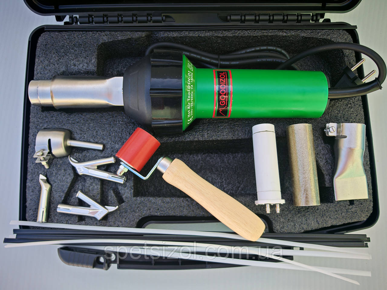 Фен GOODIZOL DSH D1 1600W комплект для зварювання ПВХ/ТПО мембран, фото 1