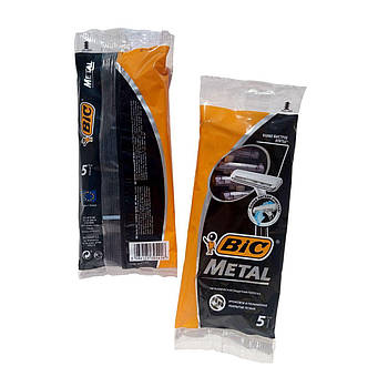 Станки для гоління Бік (Bic) Метал 5 оригінал одноразові 5 штук