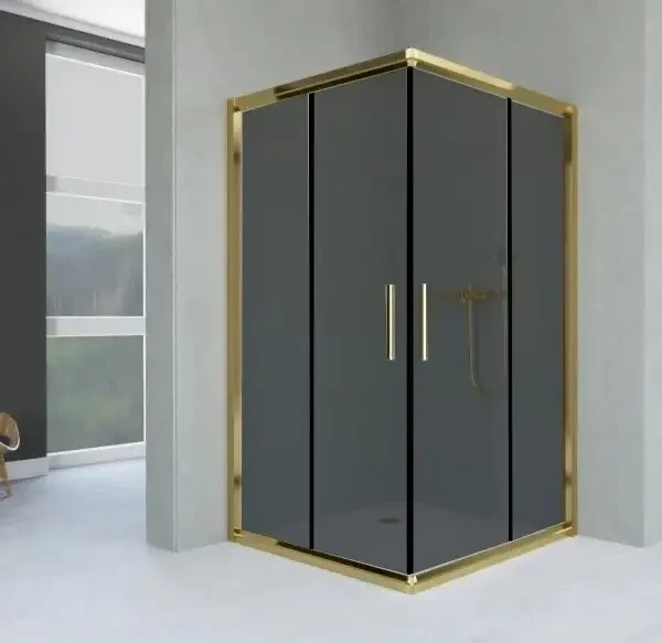 Душова кабіна Aquanil INDIANA 90x90x190 см без піддону золото скло тоноване 6 мм розсувні двері