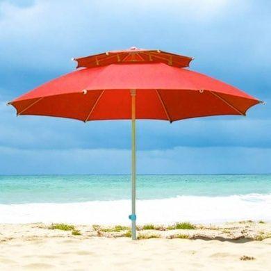 Міцна пляжна парасолька 2.3 м, повітряний клапан, чохол, трубка 32 мм, 8 спиц. Красный