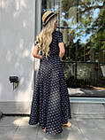 Яскрава сукня в горох з розрізом — червоний, білий та чорний кольори, розміри 42-46, фото 7