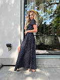 Яскрава сукня в горох з розрізом — червоний, білий та чорний кольори, розміри 42-46, фото 6