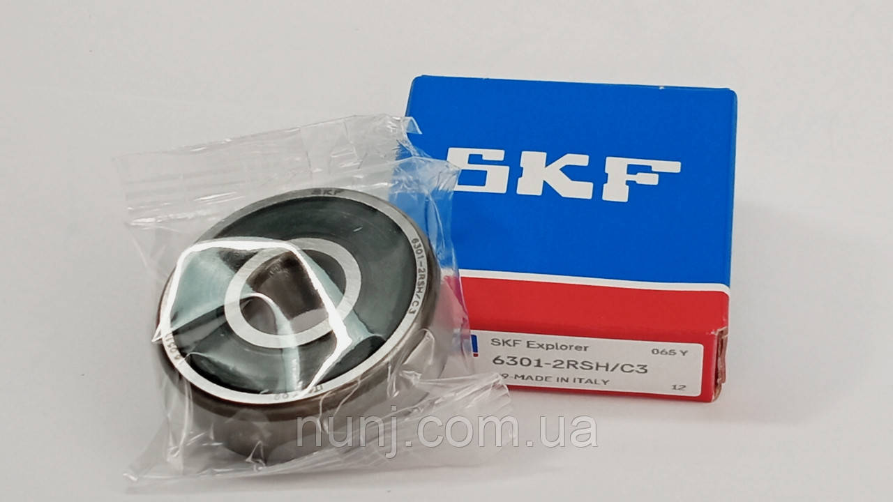 Підшипник 6301-2RS-C3 SKF (70-180301) розміри: 12*37*12 кульковий радіальний закритий, фото 1