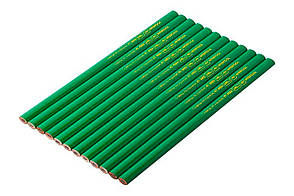 Олівець Intertool для розмітки по каменю 240 мм, твердість 2Н, овальний зелений корпус, комплект 12 штук