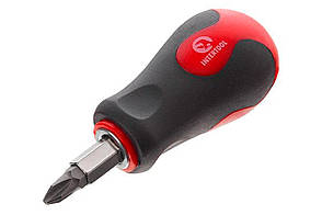 Міні-викрутка Intertool VT-1010 4-в-1 з двосторонніми бітами SL та PH, прогумована рукоятка