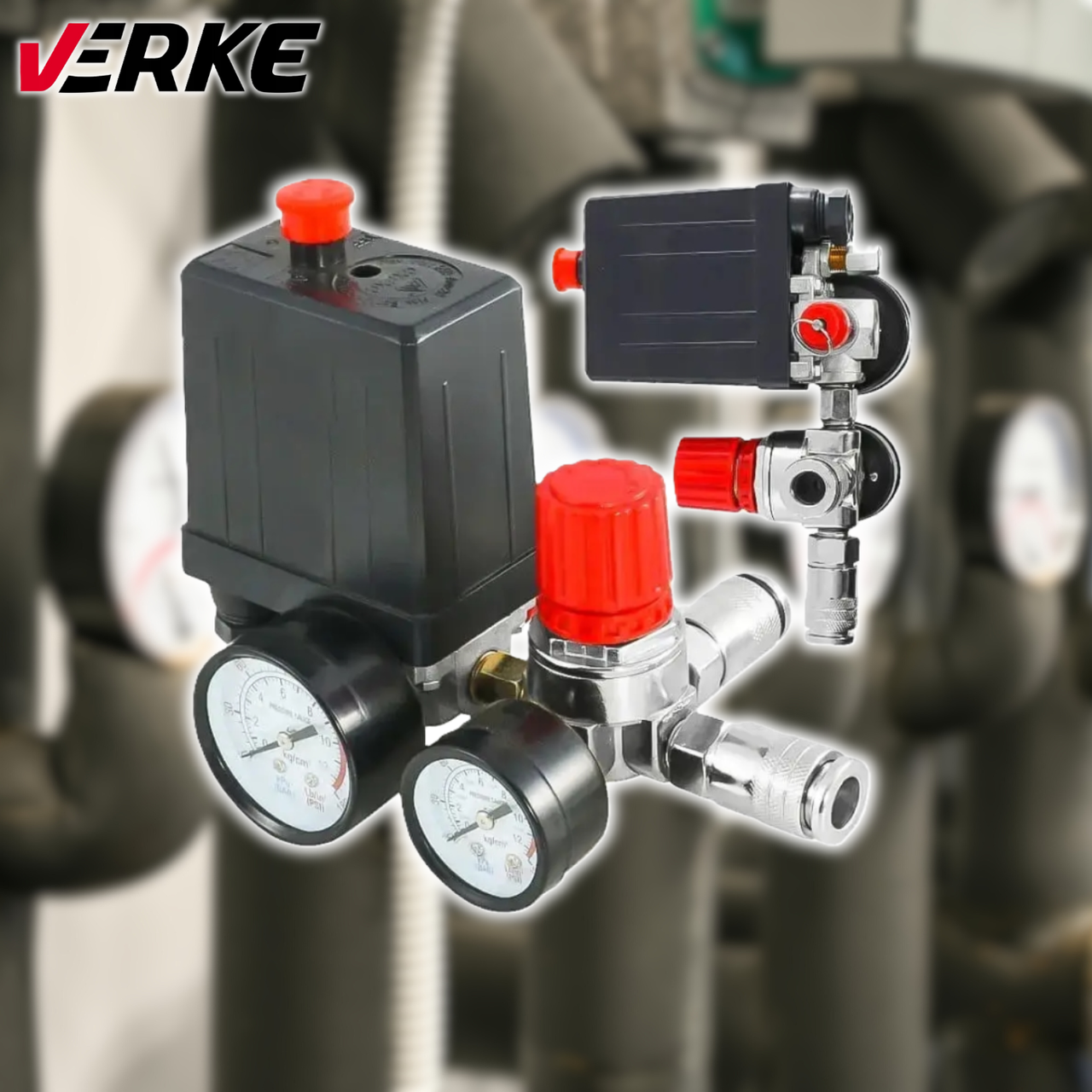 Автоматика (Пресостат) для компресора Verke V81202, 230 В, 6-8 барів, 1/4|