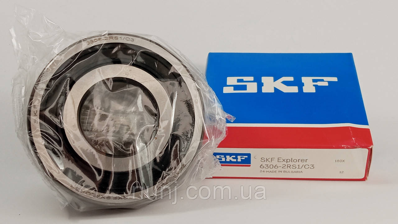 Підшипник 6306-2RS-C3 SKF (70-180306) розміри: 30*72*19 кульковий радіальний закритий, фото 1