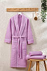 Жіночий вафельний халат з окантовкою TM Zeron, Туреччина Exclusive Lila колір ліловий