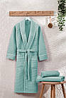 Жіночий вафельний халат з окантовкою TM Zeron, Туреччина Exclusive Mint колір ментоловий