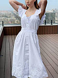 Літня біла сукня-сорочка з вишивкою та поясом Тканина бавовна, розміри 42-46, фото 4