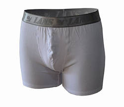 Шорти подовжені чоловічі труси Lans 06/036 з сірою широкою відкритою резинкою білі XXL